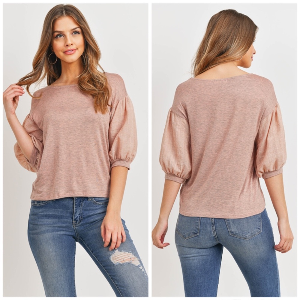 3-PACK Blush Balloon Sleeve Top